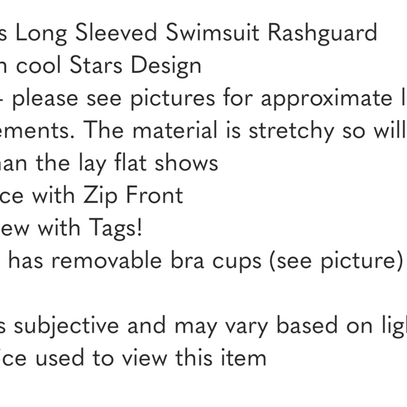 Women’s Pink with Stars Design Long Sleeve Swimsuit Rashguard Size XL NWT - Picture 8 of 8